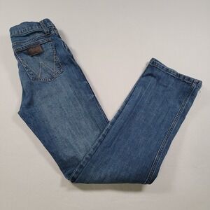 Wrangler Boys Slim Boot Jeans Size 16 Regular Blue Denim Stretch